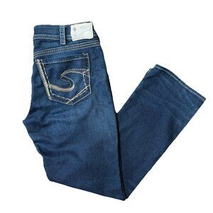 Silver Jeans Suki Mid Baby Boot 33x31 Dark Blue Stretch Western Denim Joga